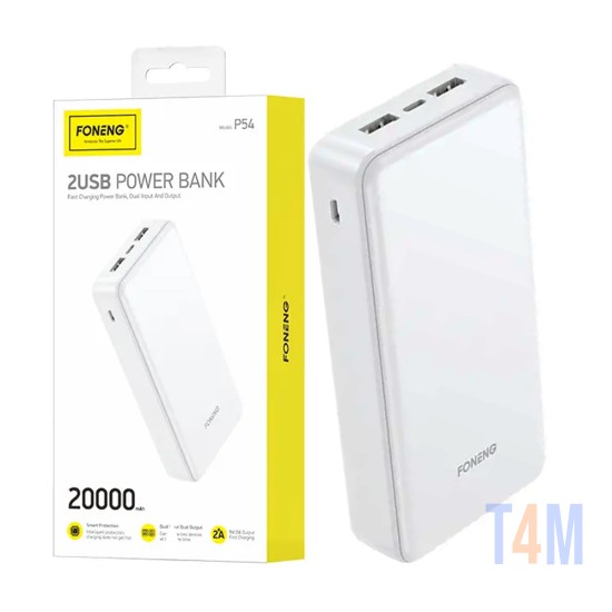 Power Bank Foneng P54 2 USB 20000mAh 5V/2,1A Branco